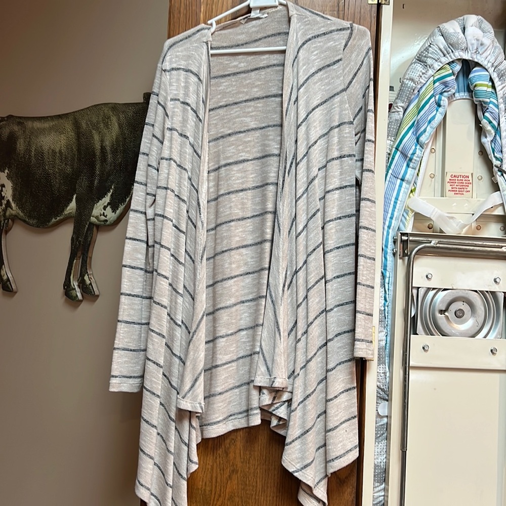 American eagle cream striped cardigan